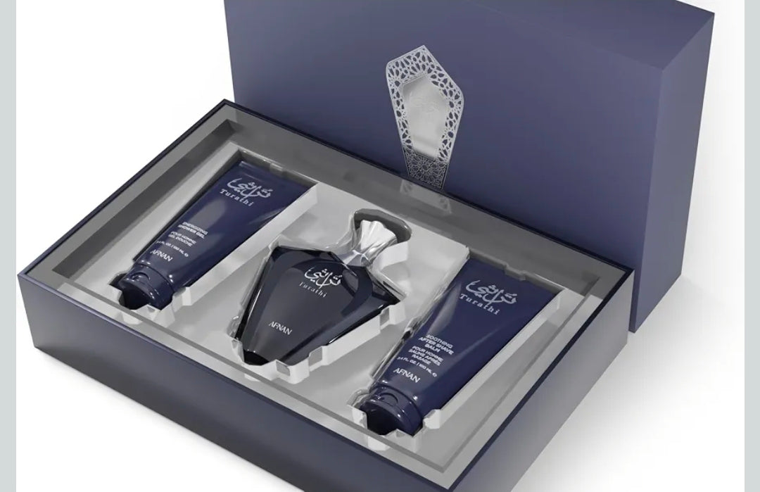 Afnan Turathi Homme Blue Gift Set – Eau De Parfum + Shower Gel + After Shave – Luxurious Perfume Gift Set For Men