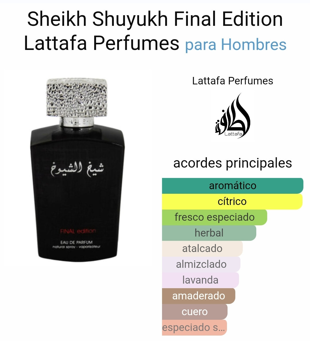 Sheikh Shuyukh Final Edition
Lattafa Perfumes para hombre ( oferta)
